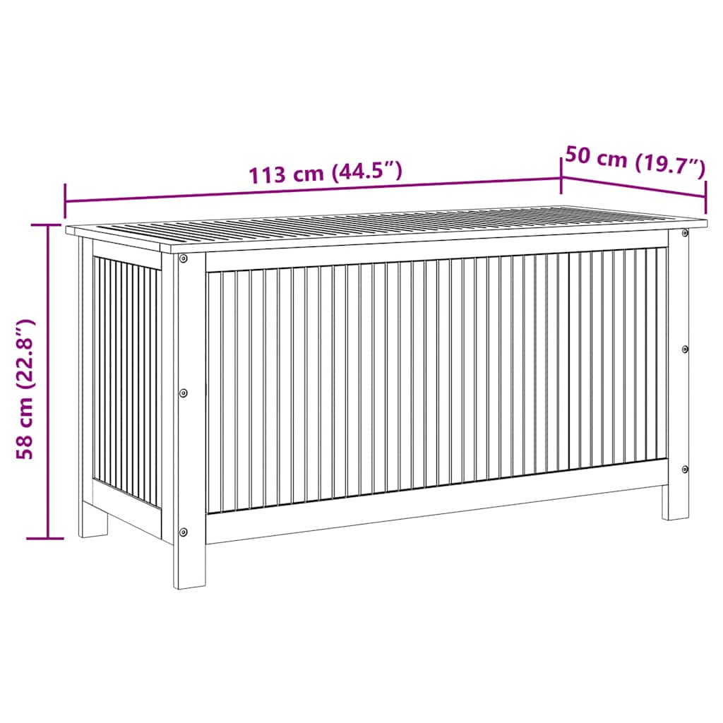 Vrtna kutija za pohranu 113 x 50 x 58 cm masivno bagremovo drvo