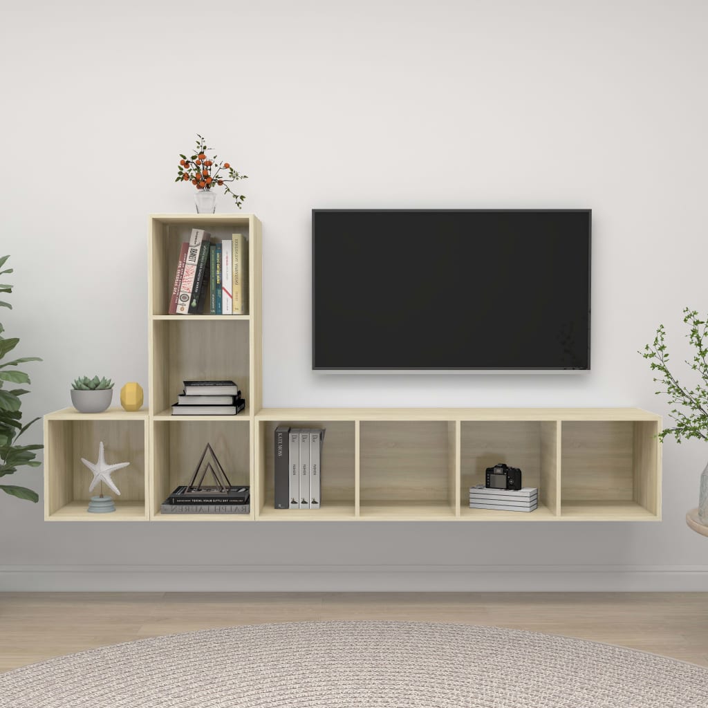 3-dijelni set TV ormarića boja hrasta sonome konstruirano drvo