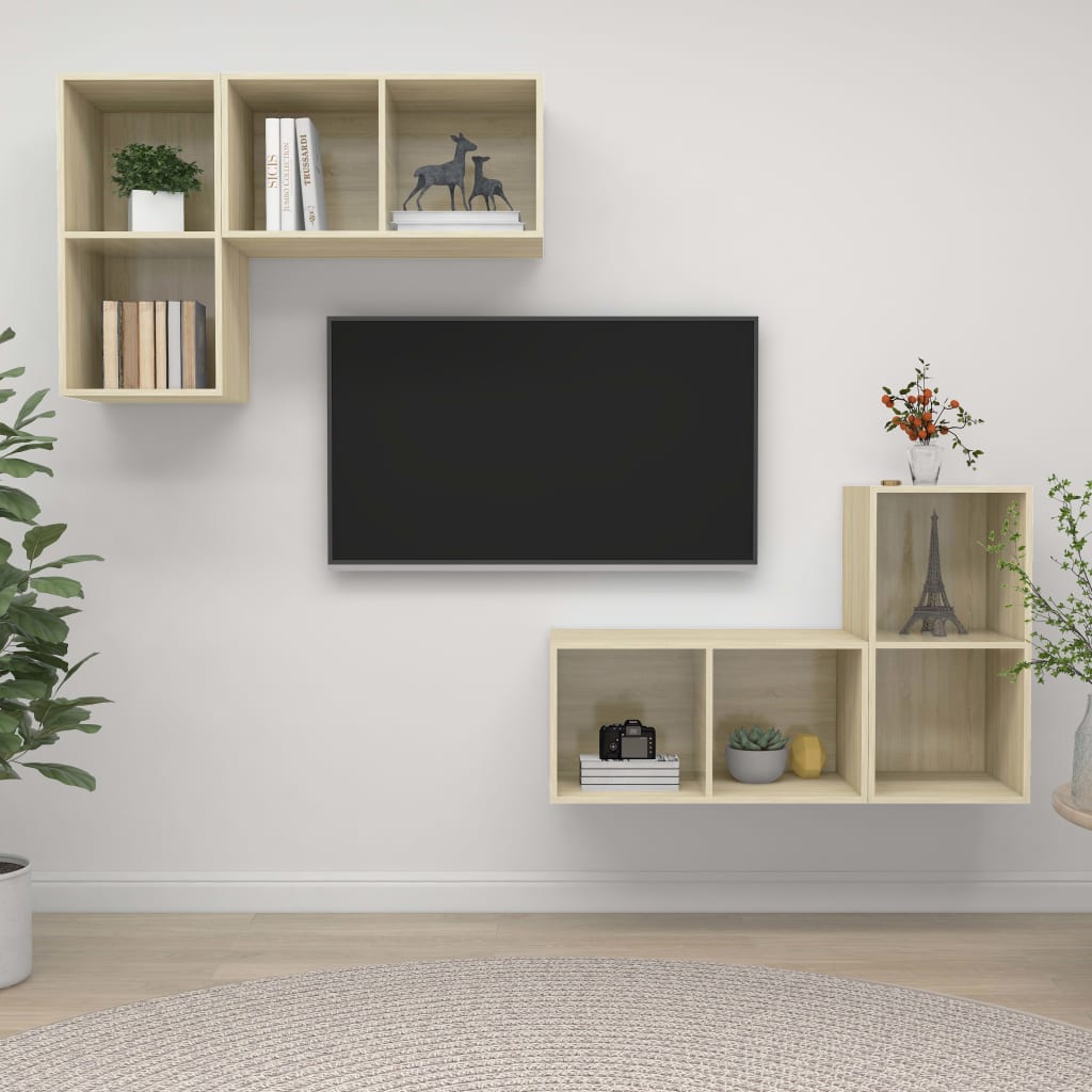 Zidni TV ormarići 4 kom boja hrasta sonome konstruirano drvo