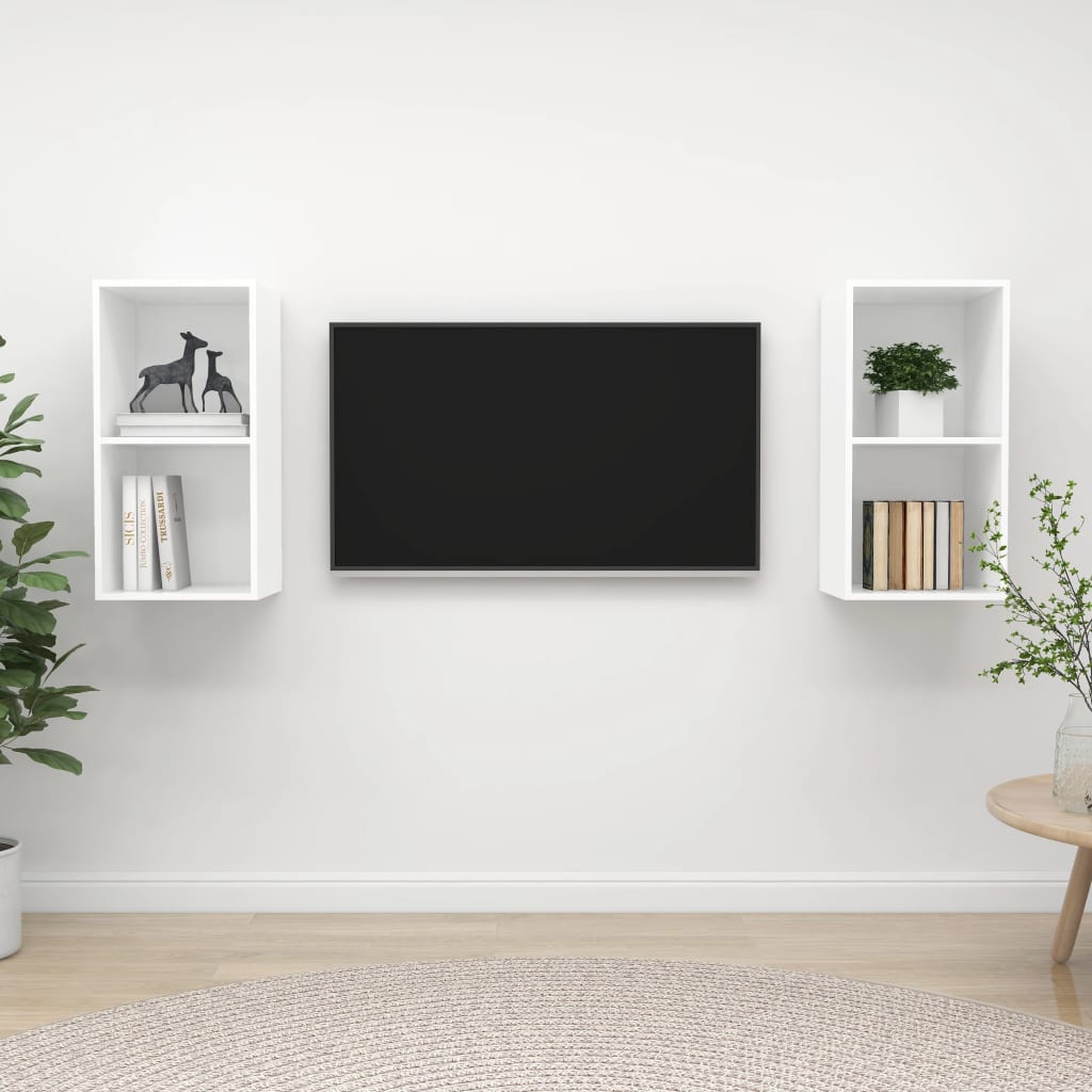 Zidni TV ormarići 2 kom bijeli od konstruiranog drva