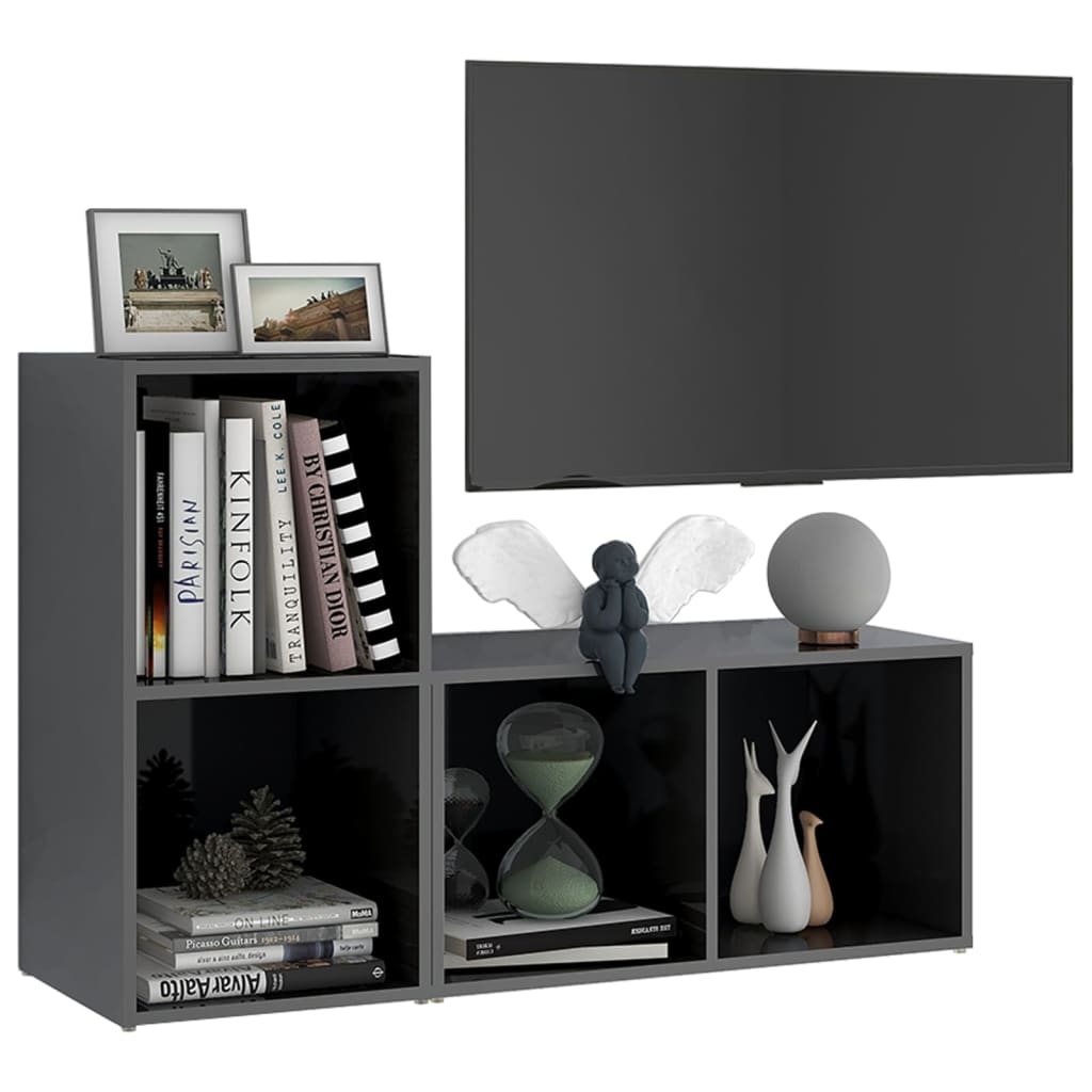 TV ormarići 2 kom sjajni sivi 72x35x36,5 cm konstruirano drvo