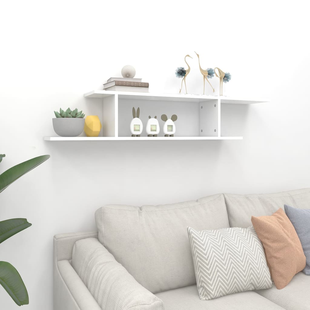 Zidna TV polica bijela 125 x 18 x 23 cm konstruirano drvo