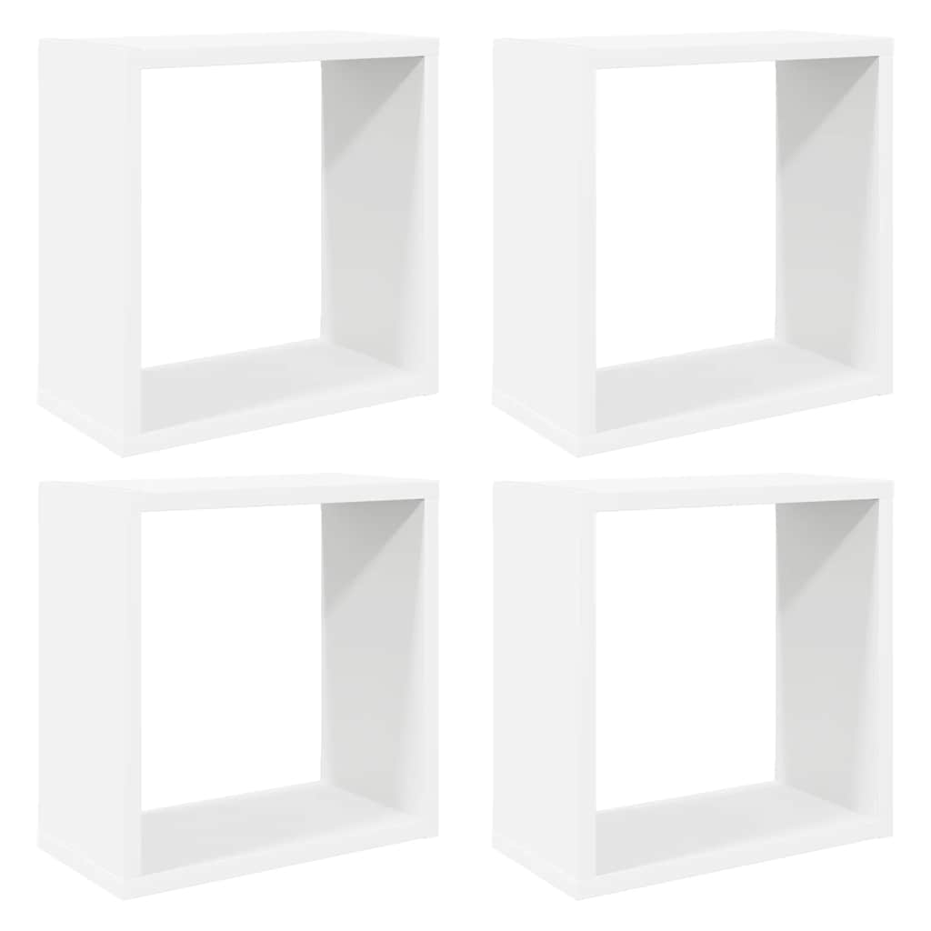 Kockaste zidne police 4 kom bijele 30 x 15 x 30 cm