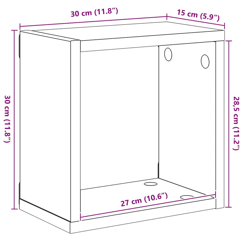 Kockaste zidne police 4 kom bijele 30 x 15 x 30 cm