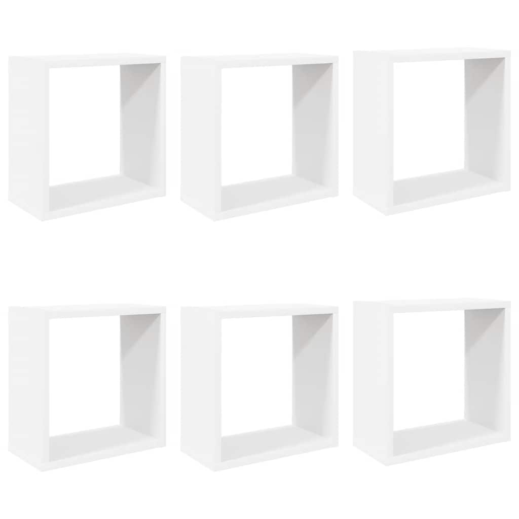 Kockaste zidne police 6 kom bijele 30 x 15 x 30 cm