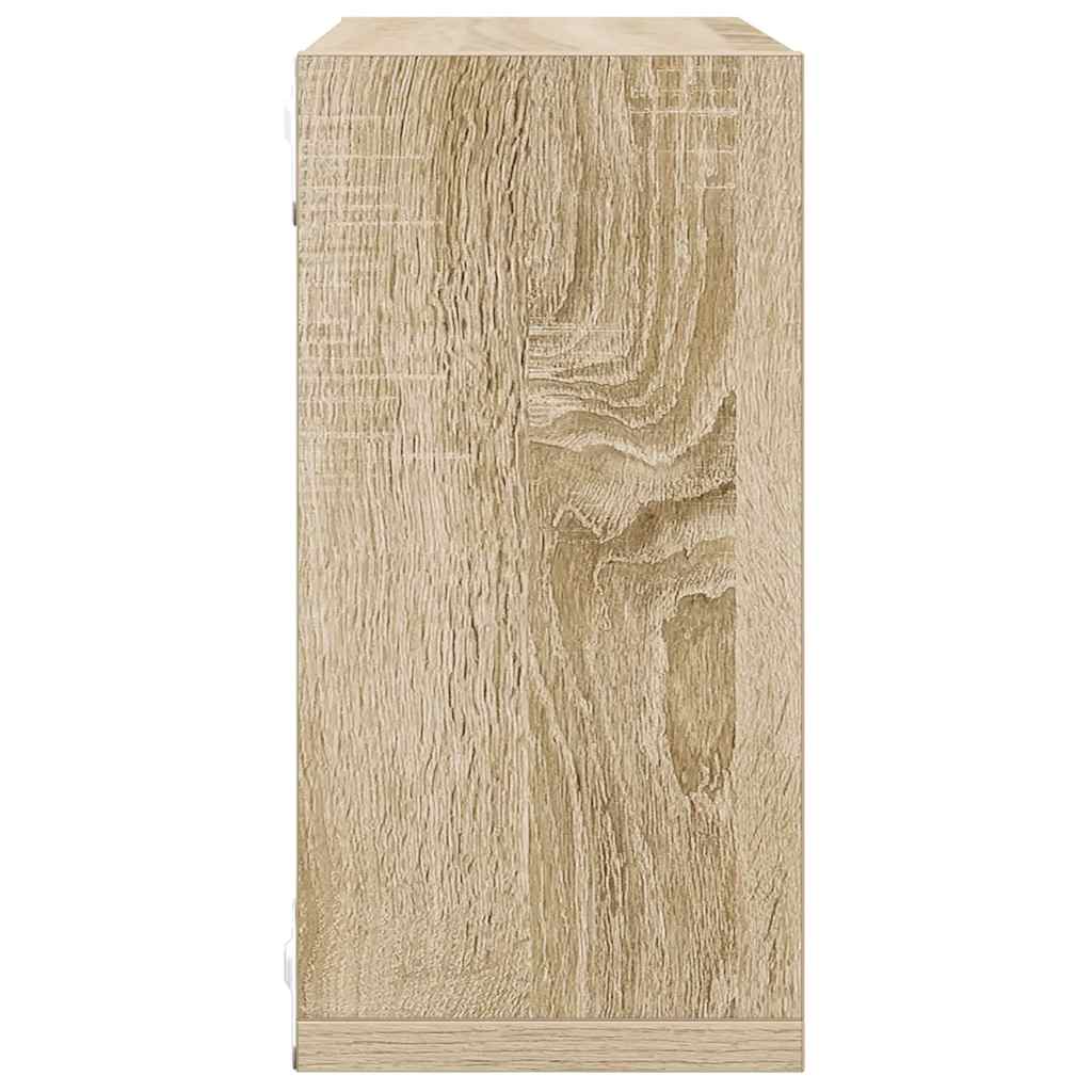 Kockaste zidne police 2 kom boja hrasta sonome 30 x 15 x 30 cm