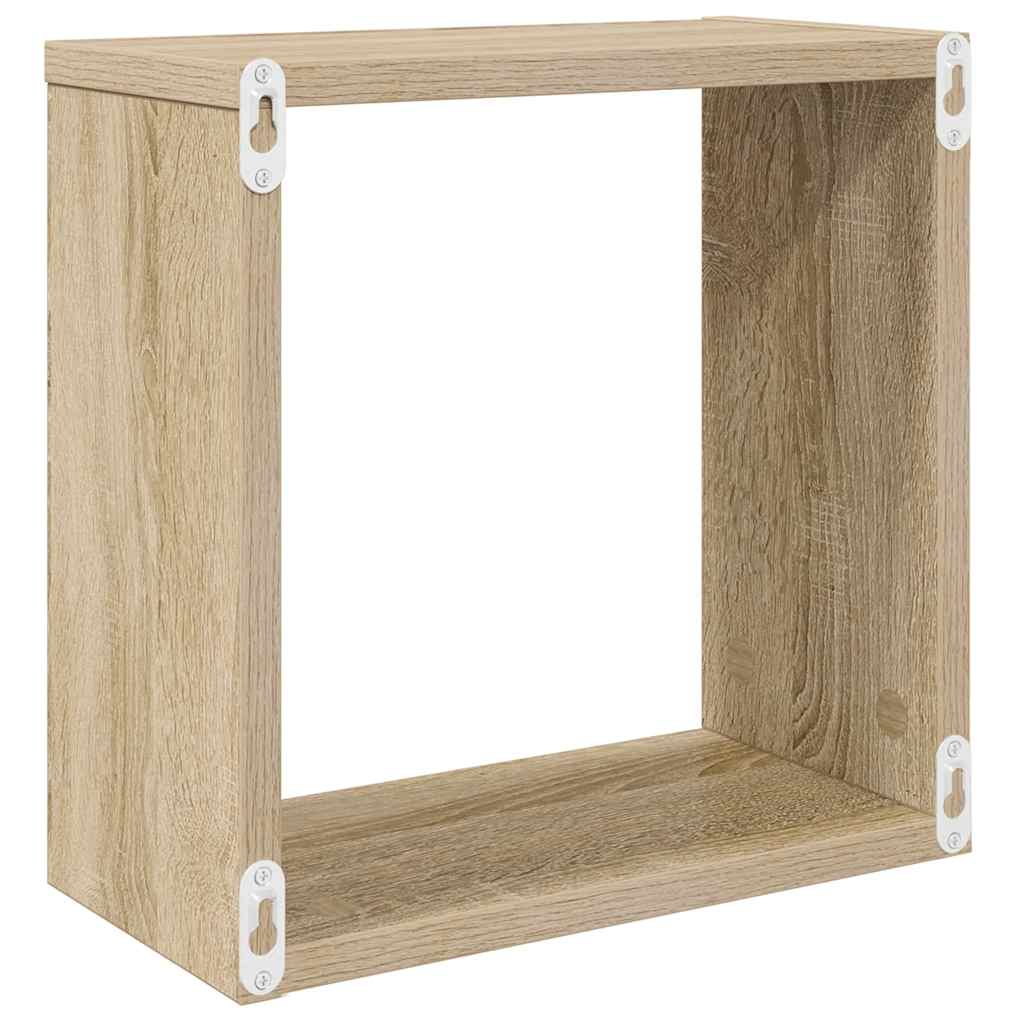 Kockaste zidne police 2 kom boja hrasta sonome 30 x 15 x 30 cm