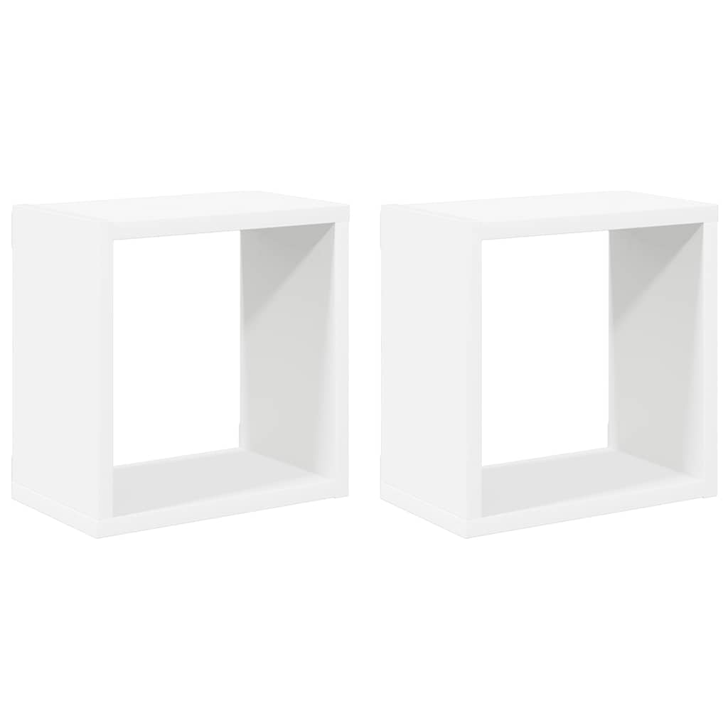 Kockaste zidne police 2 kom bijele 26 x 15 x 26 cm