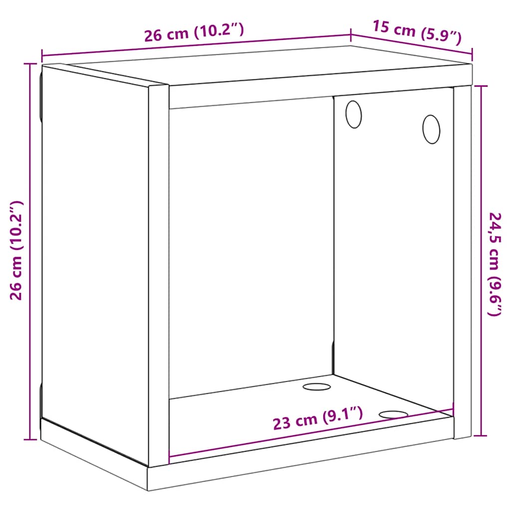 Kockaste zidne police 6 kom sive 26 x 15 x 26 cm