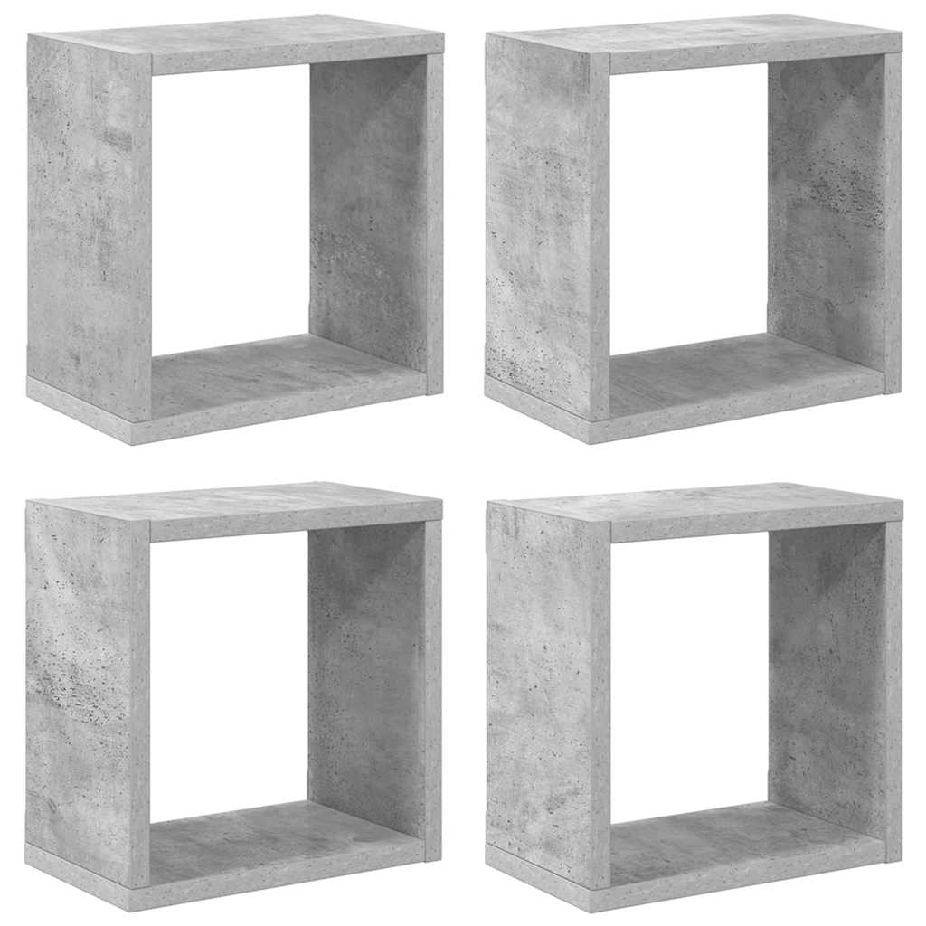 Kockaste zidne police 4 kom siva boja betona 26 x 15 x 26 cm