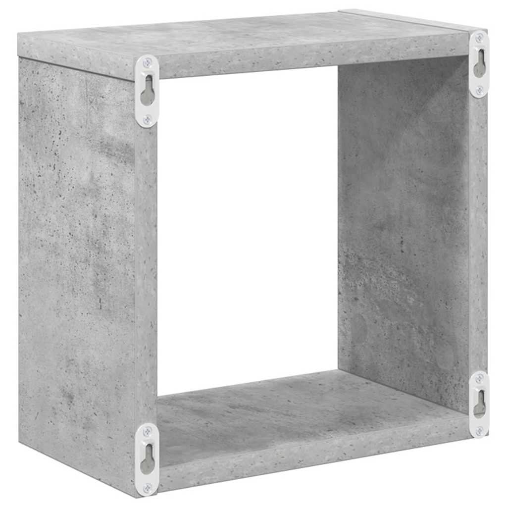 Kockaste zidne police 4 kom siva boja betona 26 x 15 x 26 cm