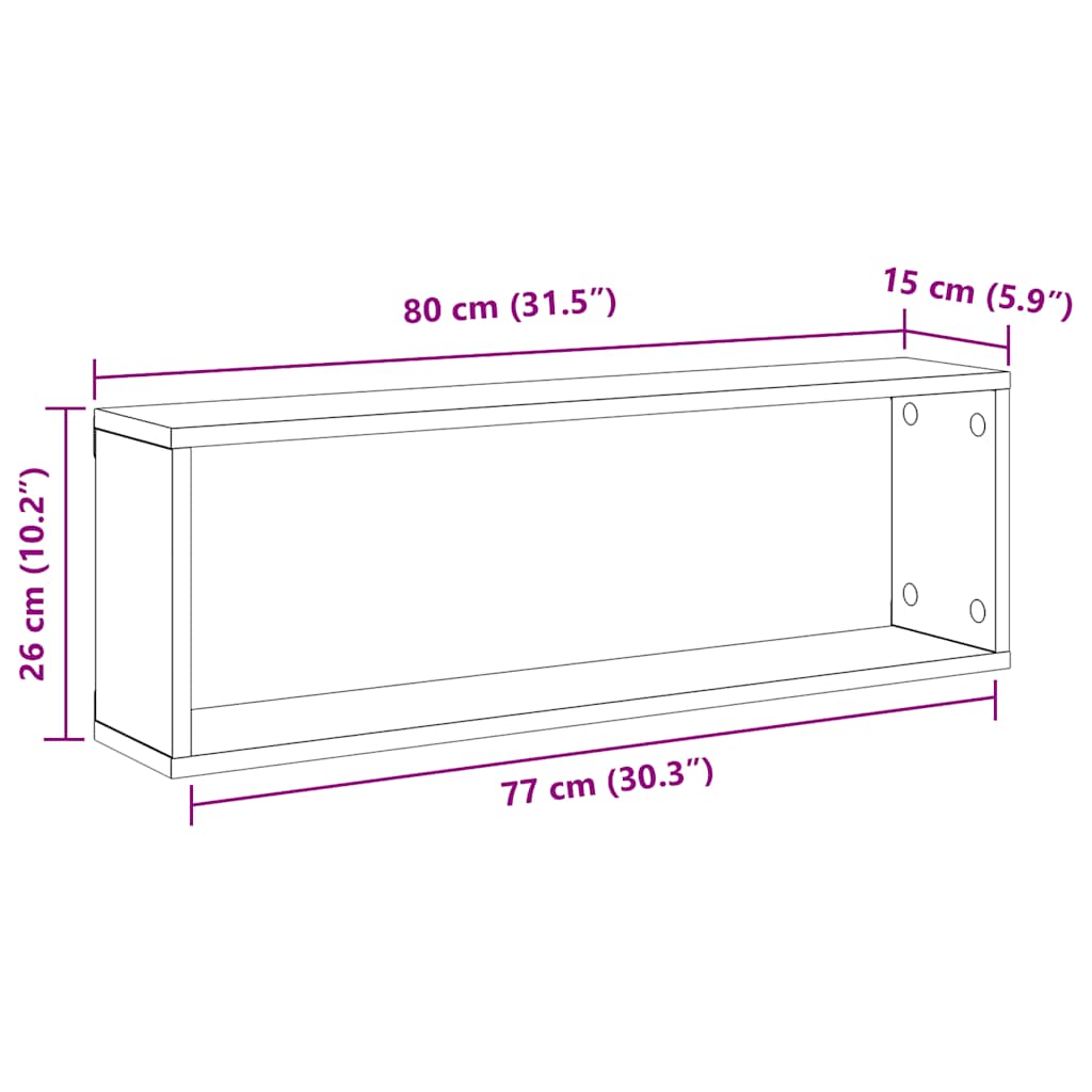 Kockaste zidne police 4 kom bijele 80 x 15 x 26,5 cm drvene