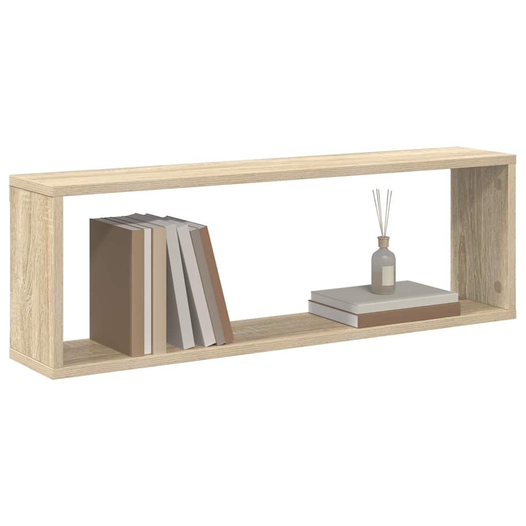Kockaste zidne police 2 kom boja hrasta 80x15x26,5 cm drvene