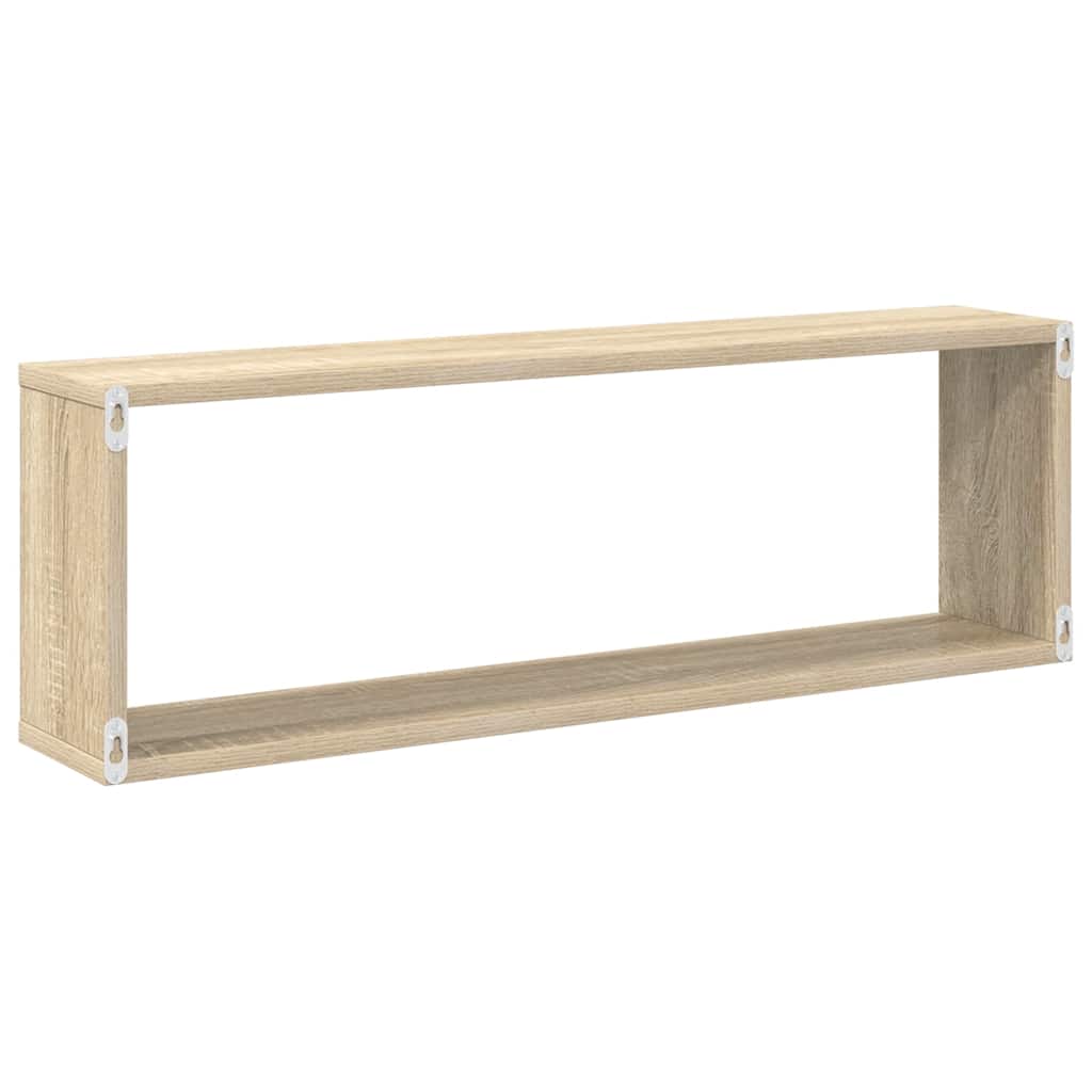 Kockaste zidne police 2 kom boja hrasta 80x15x26,5 cm drvene