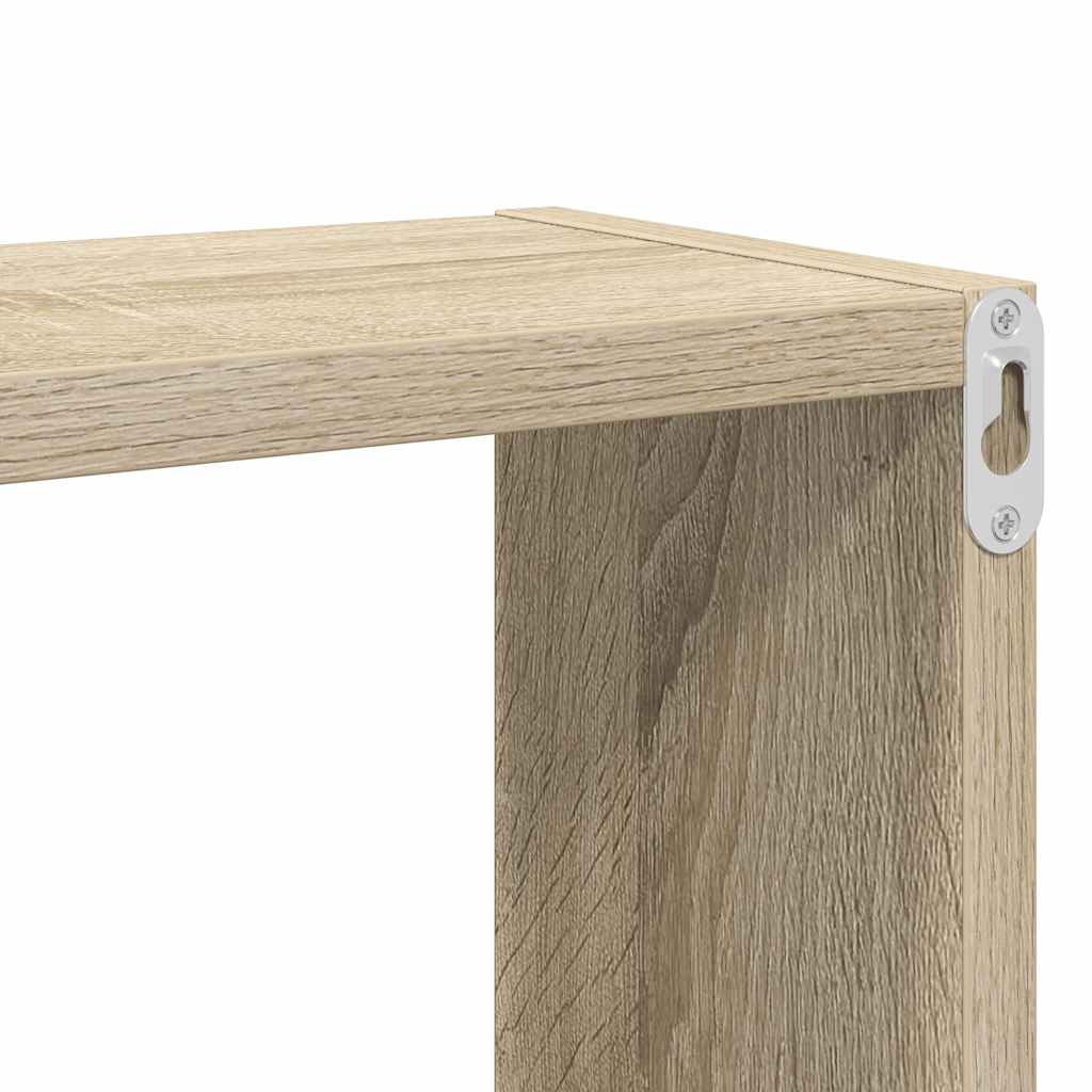 Kockaste zidne police 2 kom boja hrasta 80x15x26,5 cm drvene