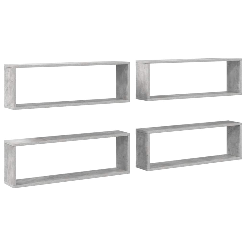 Kockaste zidne police 4 kom boja betona 80x15x26,5 cm drvene