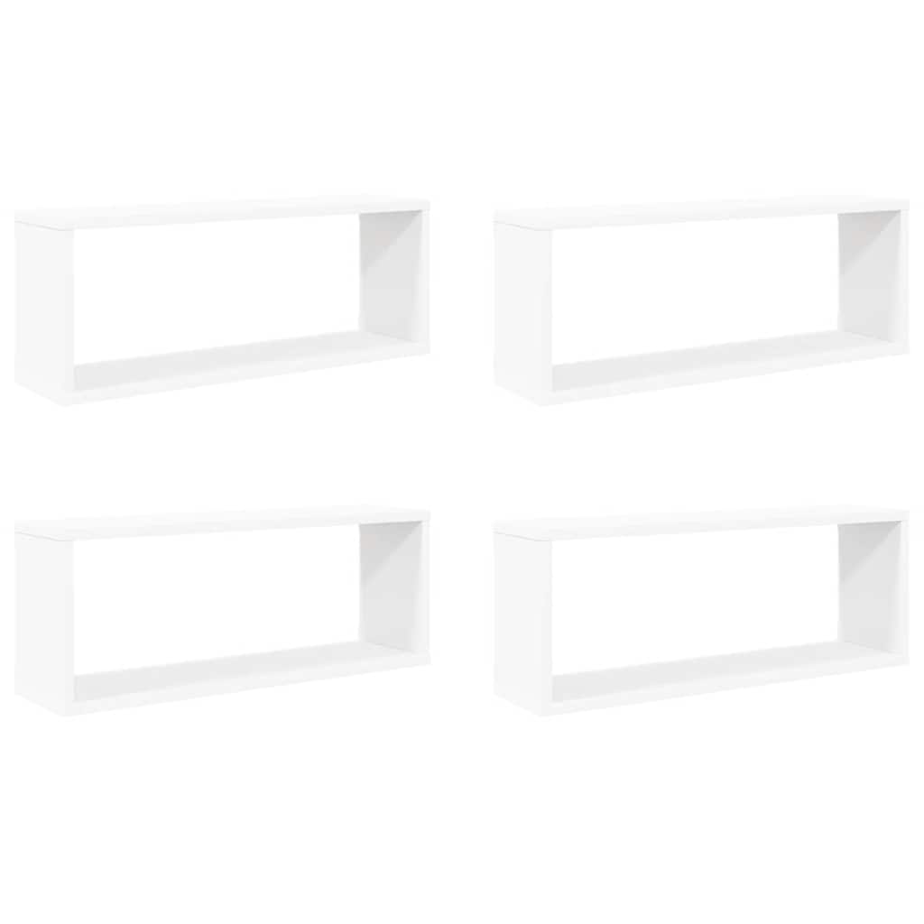 Kockaste zidne police 4 kom bijele 60 x 15 x 23 cm drvene