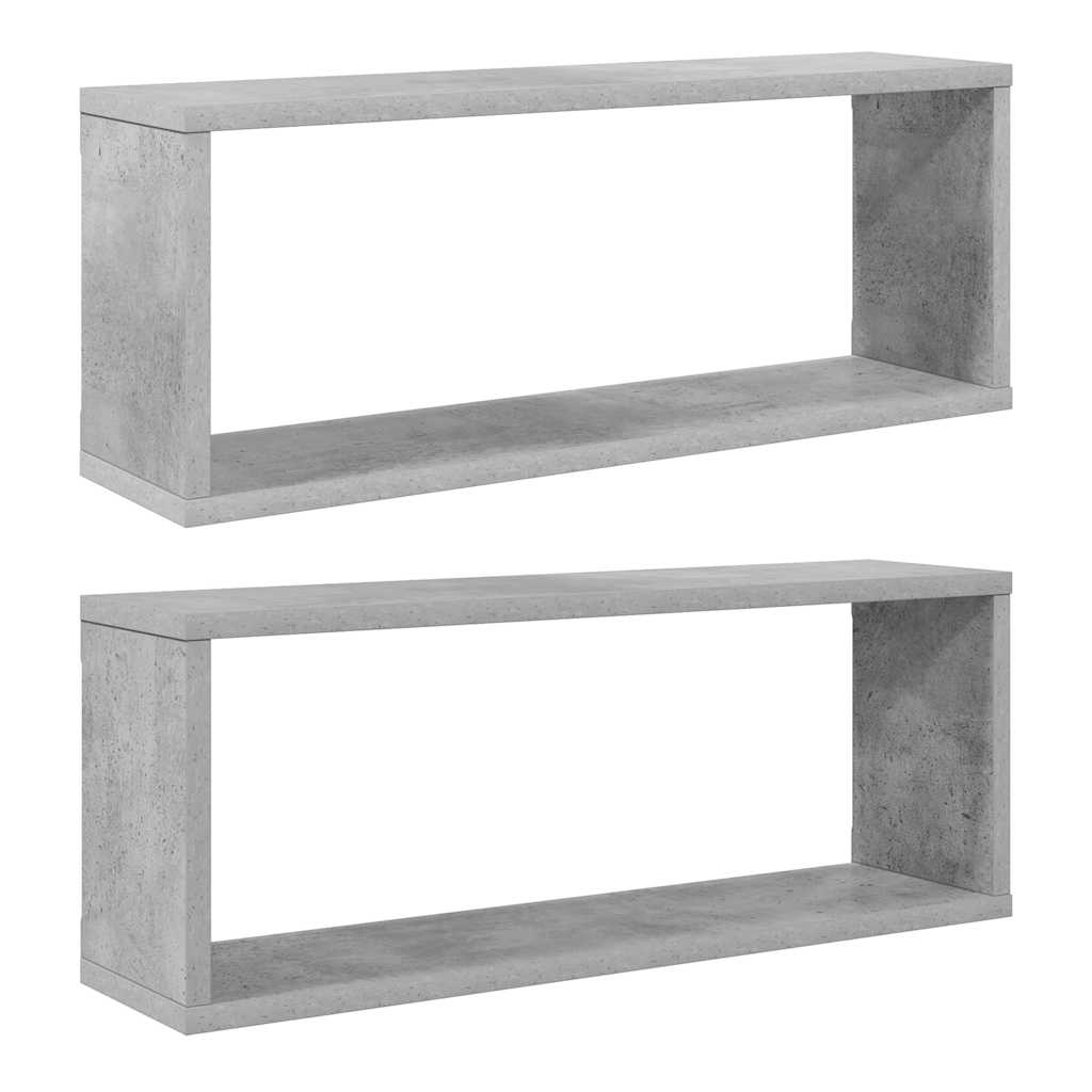 Kockaste zidne police 2 kom boja betona 60 x 15 x 23 cm drvene