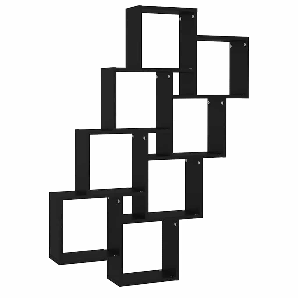 Kockaste zidne police crne 90 x 15 x 119 cm konstruirano drvo
