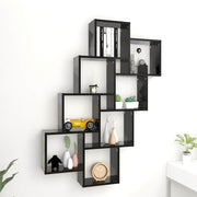 Kockaste zidne police crne 90 x 15 x 119 cm konstruirano drvo