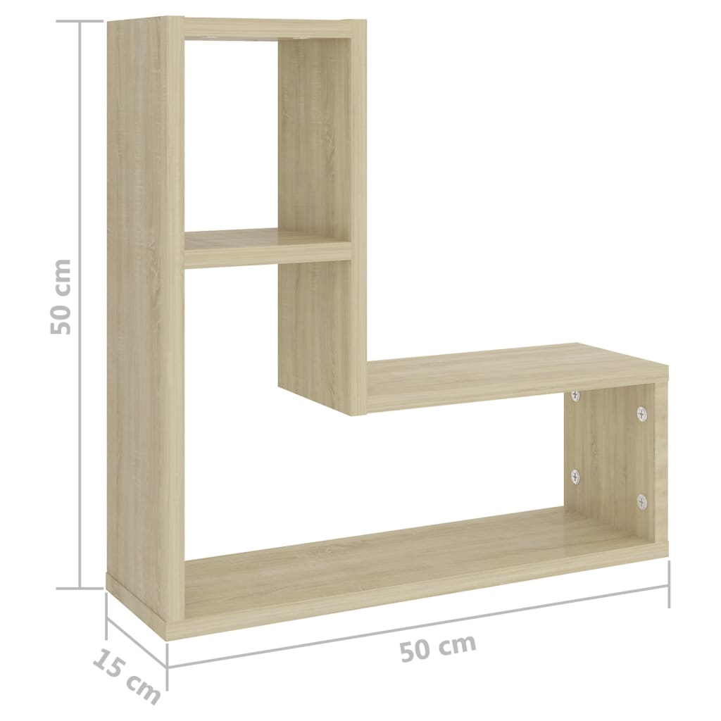 Zidne police 2 kom boja hrasta 50x15x50 cm konstruirano drvo