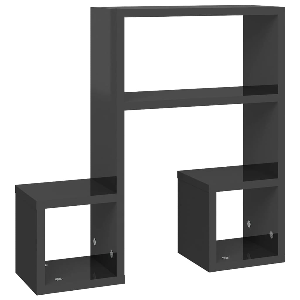 Zidne police 2 kom sjajne sive 50x15x50 cm konstruirano drvo