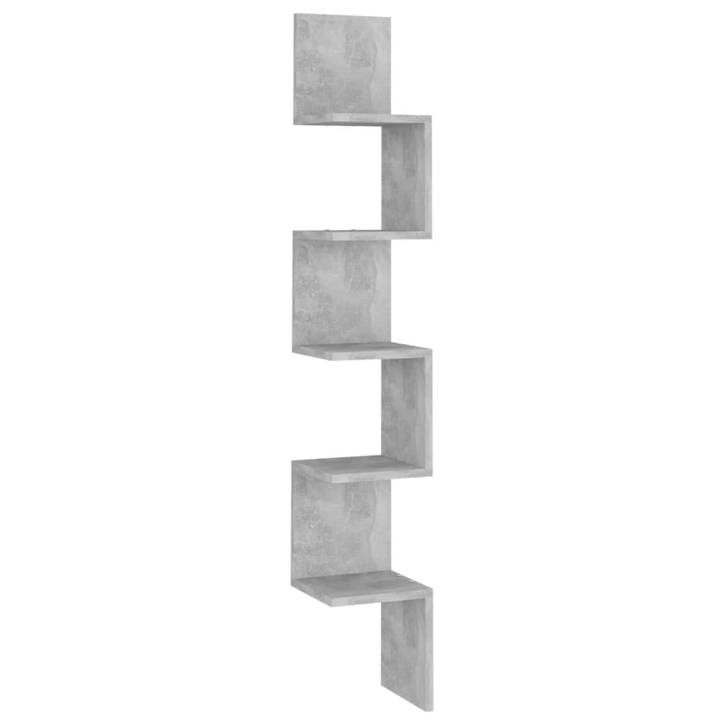 Zidne kutne police siva boja betona 20 x 20 x 127,5 cm drvene