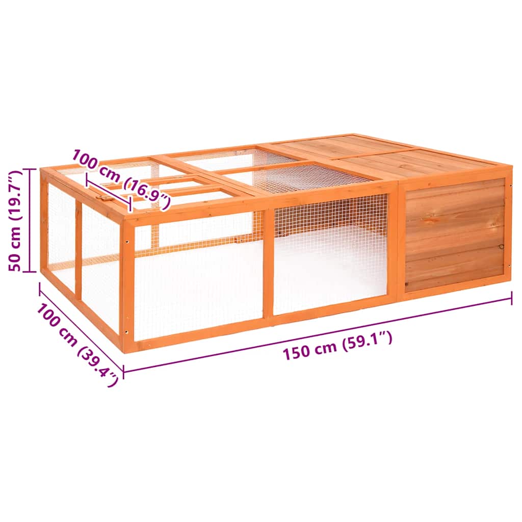Vrtni kavez za životinje 150 x 100 x 50 cm od masivne jelovine