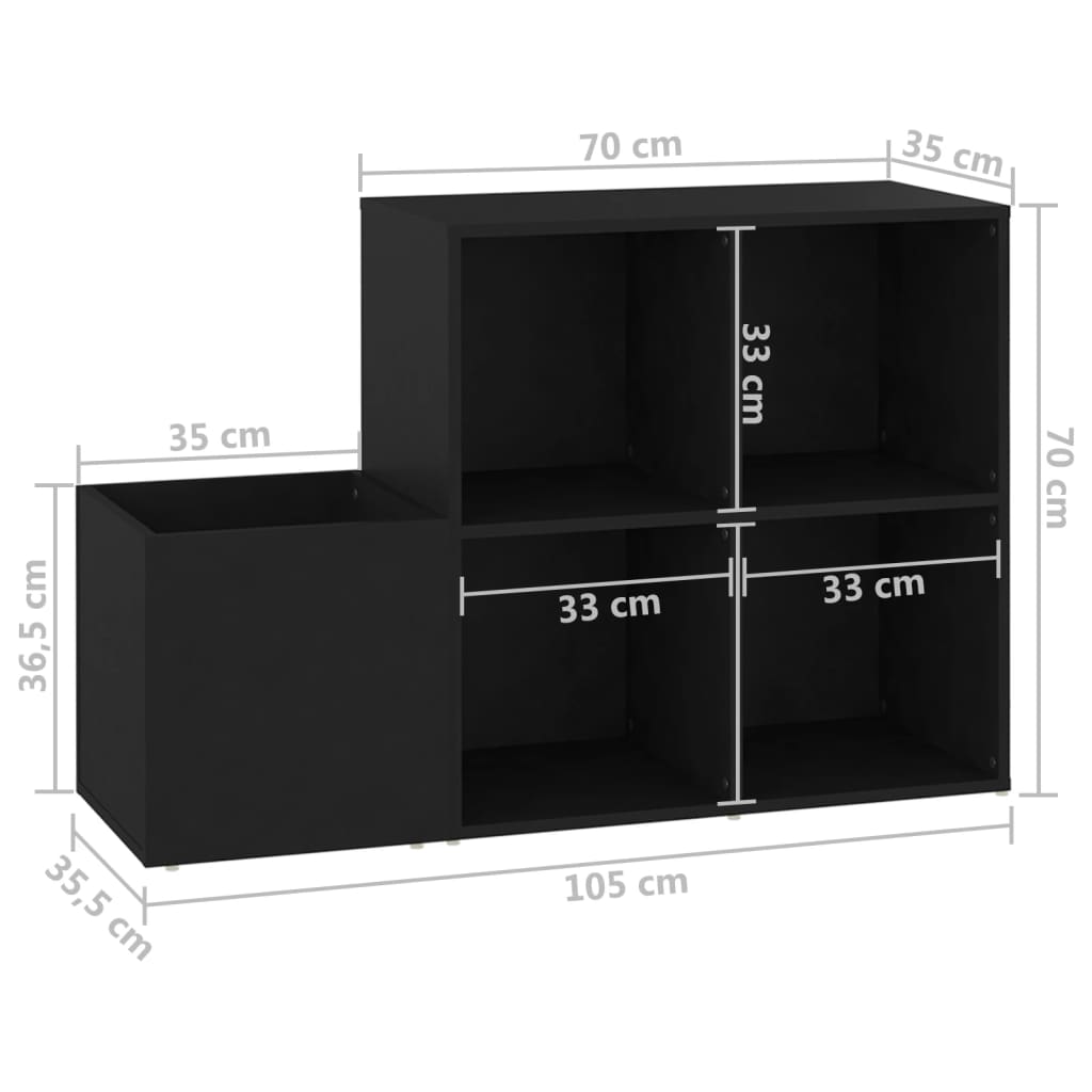 Ormarić za cipele crni 105 x 35,5 x 70 cm konstruirano drvo