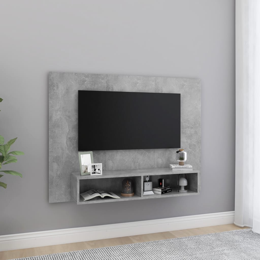 Zidni TV ormarić siva boja betona 120 x 23,5 x 90 cm drveni