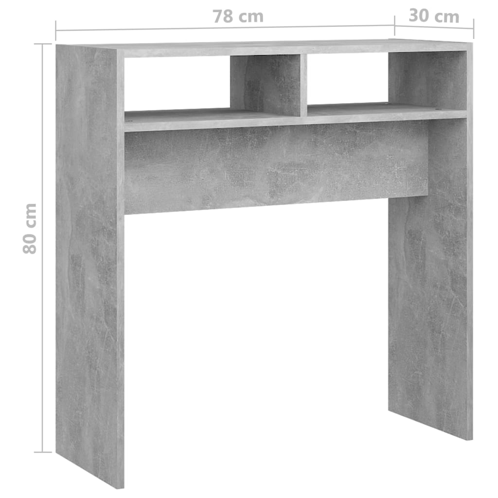 Konzolni stol boja betona 78 x 30 x 80 cm konstruirano drvo