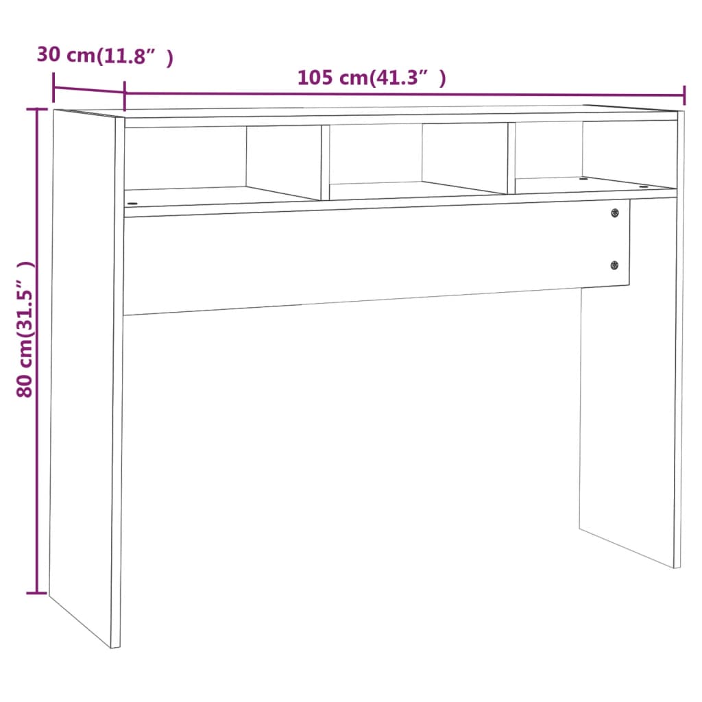 Konzolni stol bijeli 105 x 30 x 80 cm od konstruiranog drva