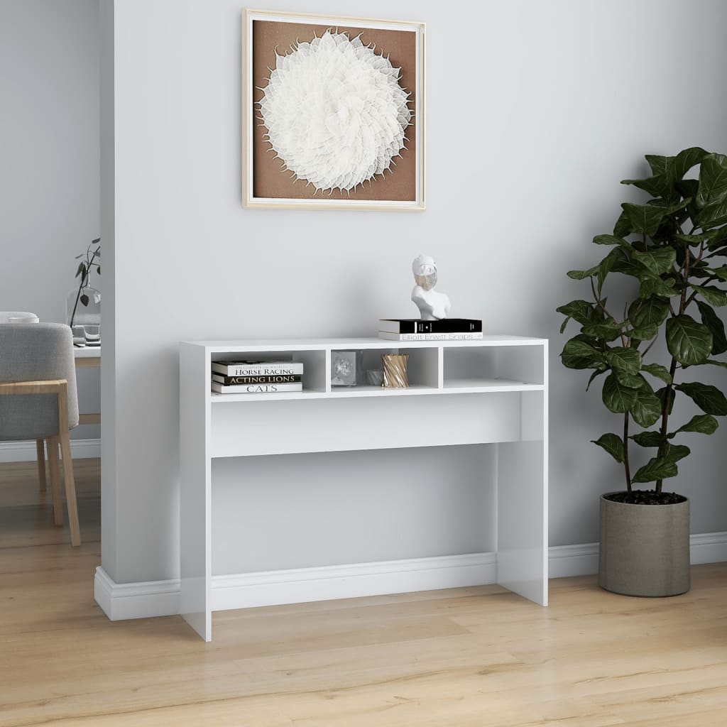 Konzolni stol visoki sjaj bijeli 105x30x80 cm konstruirano drvo