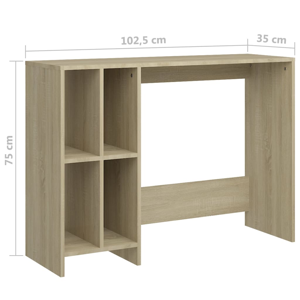 Stol za prijenosno računalo boja hrasta 102,5x35x75 cm drveni
