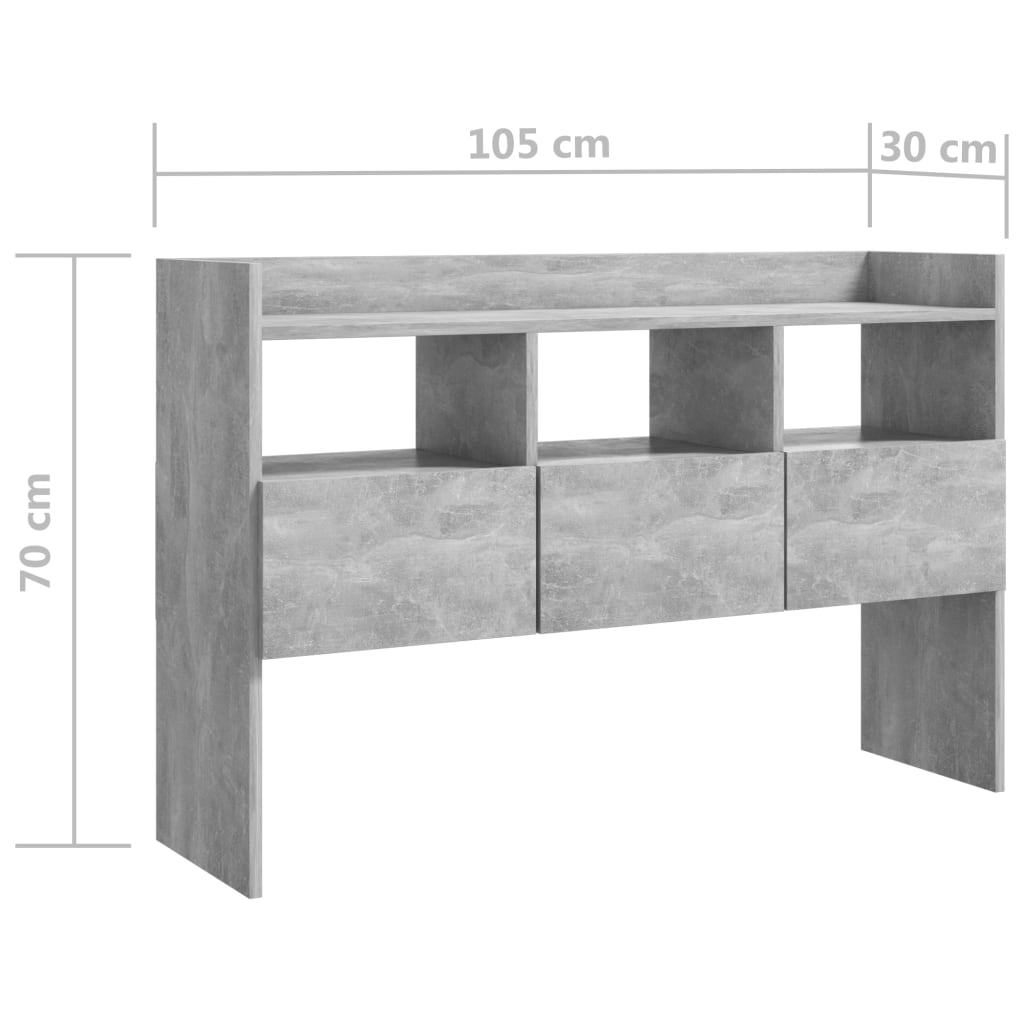 Komoda siva boja betona 105 x 30 x 70 cm konstruirano drvo
