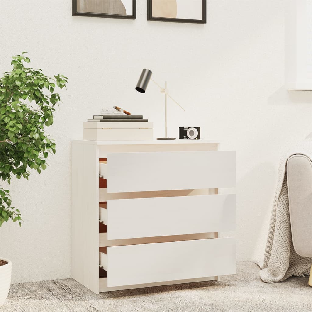 Noćni ormarić bijeli 60 x 36 x 64 cm od masivne borovine
