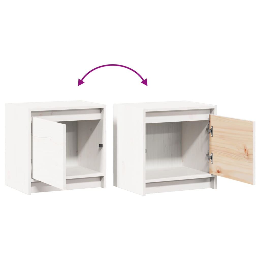Noćni ormarići 2 kom bijeli 40x30,5x40 cm od masivne borovine