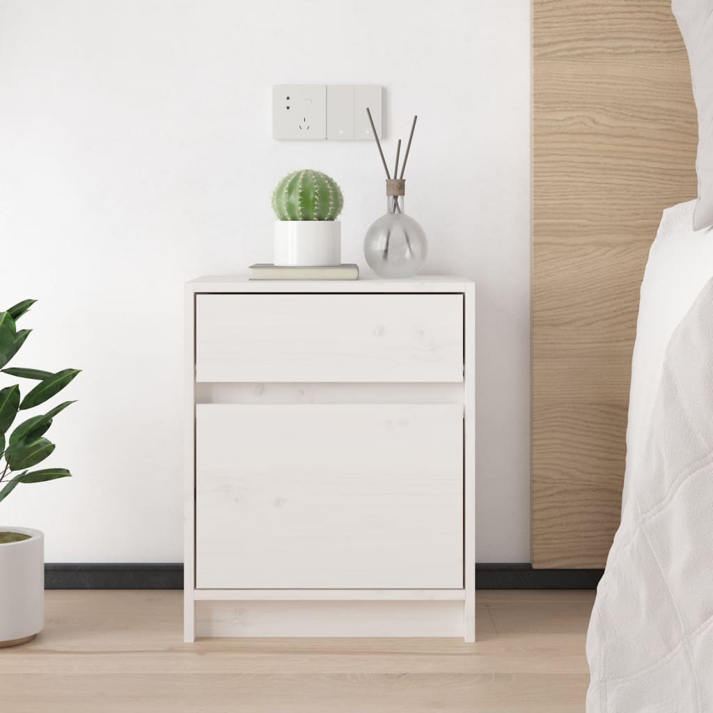 Noćni ormarići 2 kom bijeli 40 x 31 x 50 cm od masivne borovine