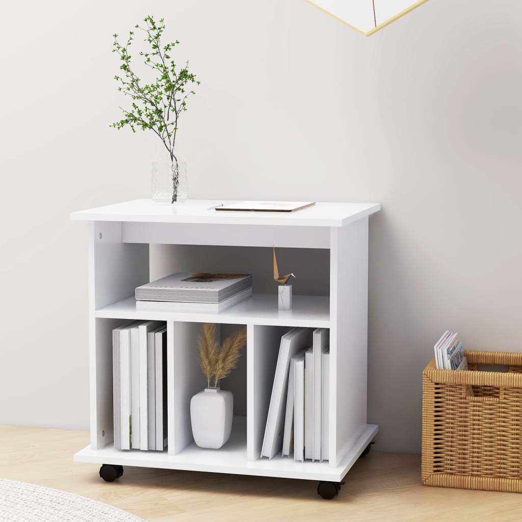 Ormarić s kotačima bijeli 60 x 45 x 60 cm konstruirano drvo