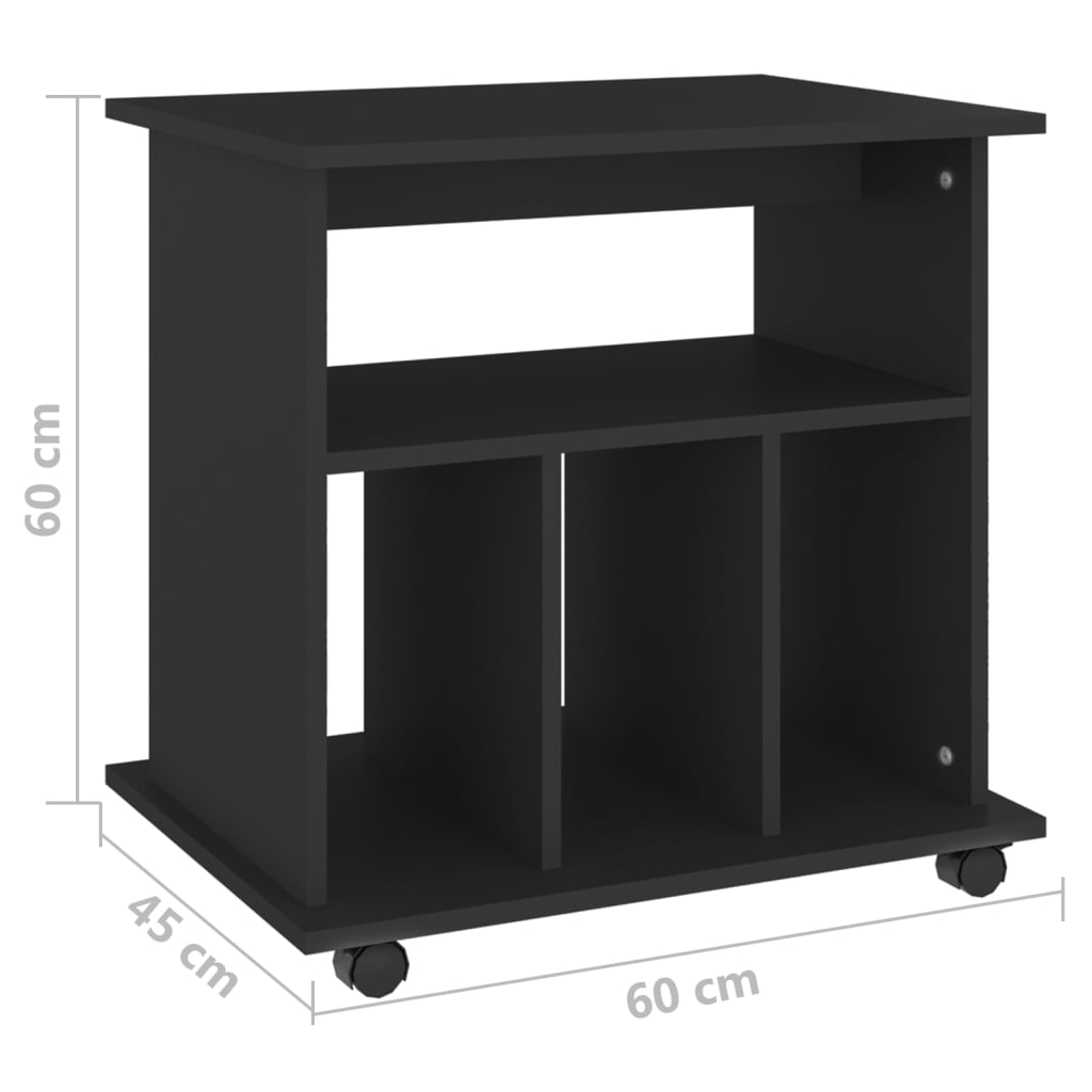 Ormarić s kotačima crni 60 x 45 x 60 cm konstruirano drvo