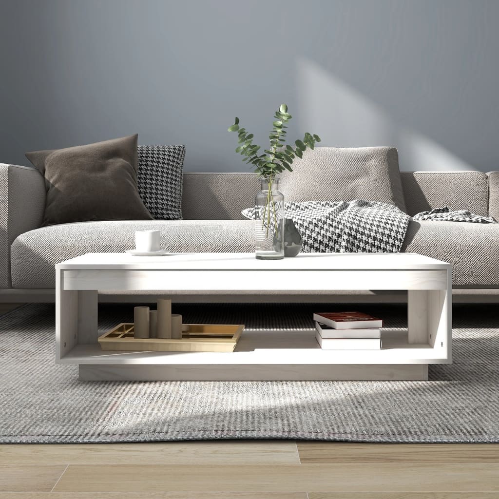 Stolić za kavu bijeli 110 x 50 x 33,5 cm od masivne borovine