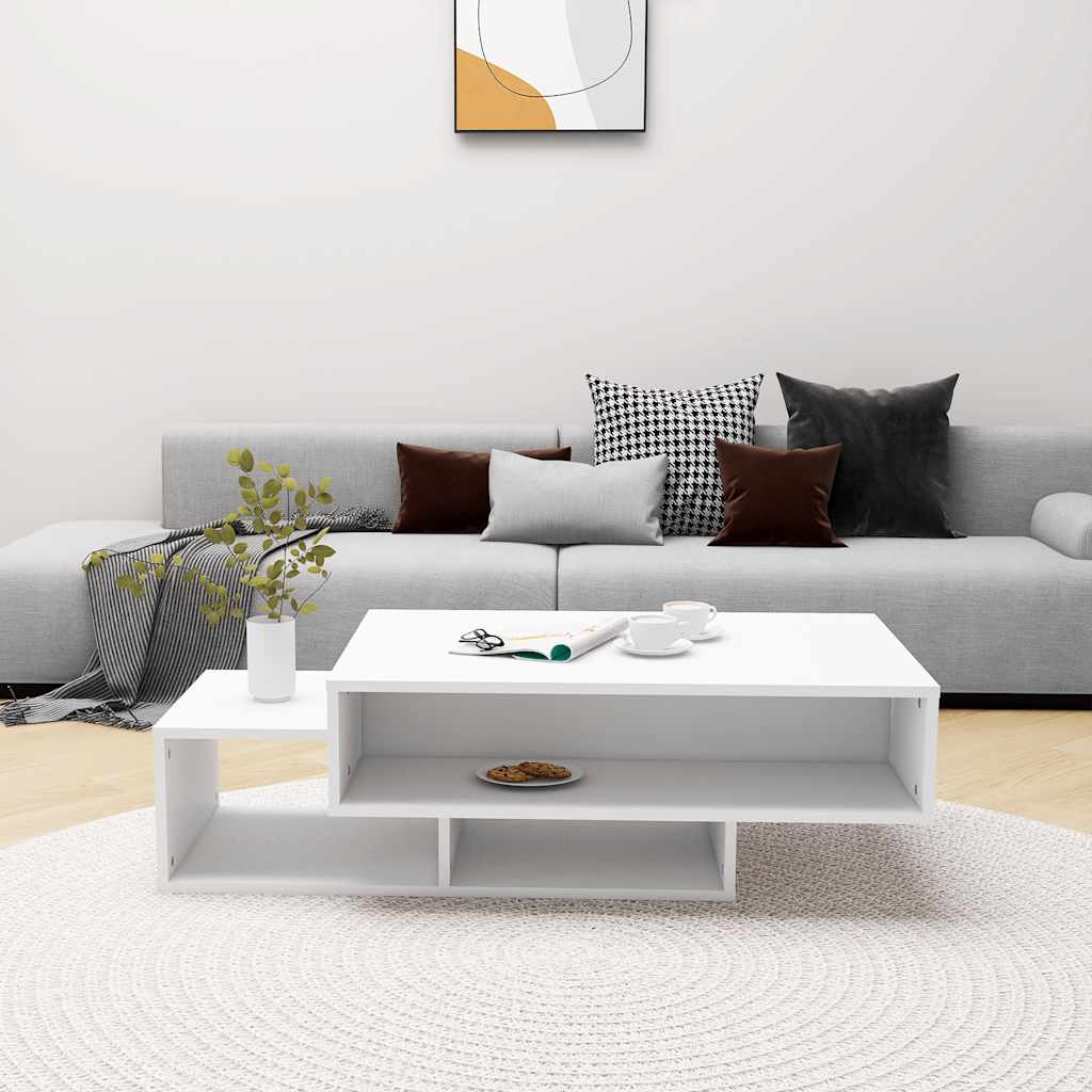 Stolić za kavu bijeli 105 x 55 x 32 cm od konstruiranog drva