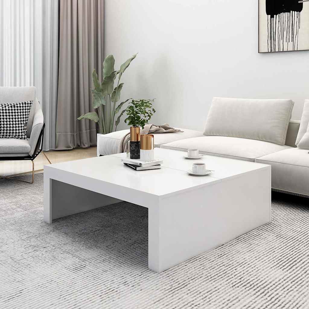 Stolić za kavu bijeli 100 x 100 x 35 cm od konstruiranog drva
