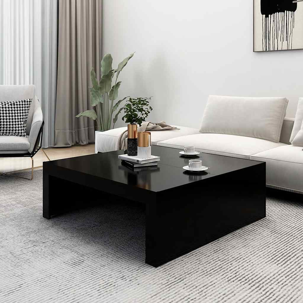 Stolić za kavu crni 100 x 100 x 35 cm od konstruiranog drva