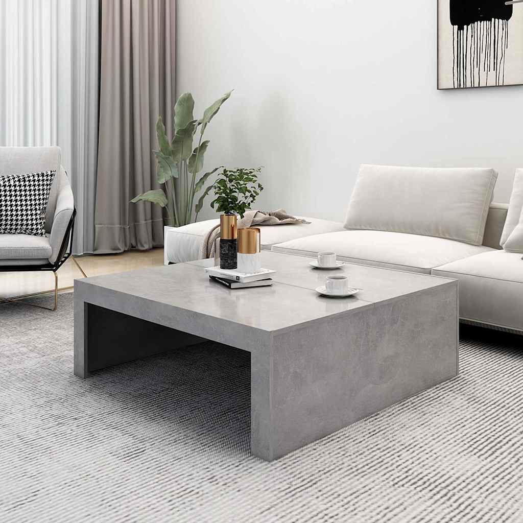 Stolić za kavu siva boja betona 100x100x35 cm konstruirano drvo