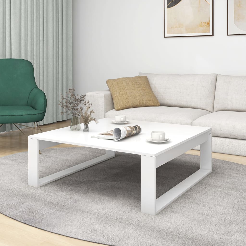Stolić za kavu bijeli 100 x 100 x 35 cm od konstruiranog drva