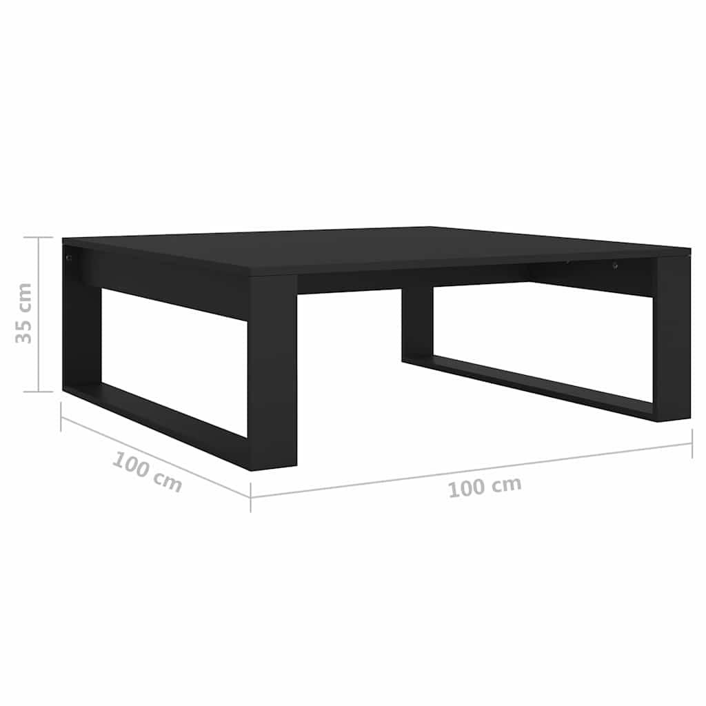 Stolić za kavu crni 100 x 100 x 35 cm od konstruiranog drva