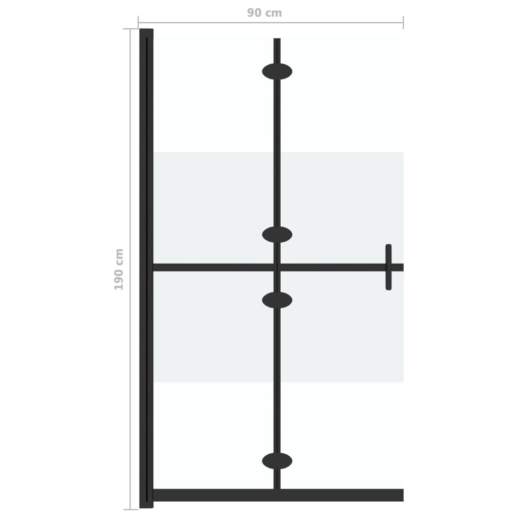Sklopiva pregrada za tuš napola matirano ESG staklo 90 x 190 cm