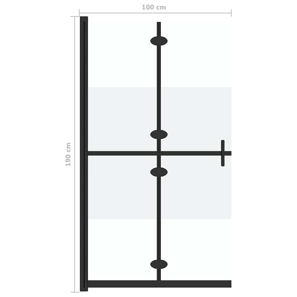 Sklopiva pregrada za tuš napola matirano staklo ESG 100x190 cm