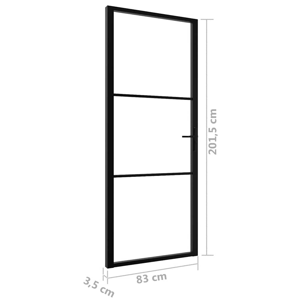 Sobna vrata od stakla ESG i aluminija 83 x 201,5 cm crna